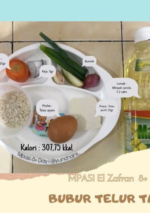 Foto resep Mpasi 8+ Day 1 : Bubur Telur Tahu
