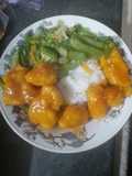 Orange Chicken Asian Veggies Over Rice