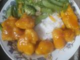 Orange Chicken Asian Veggies Over Rice