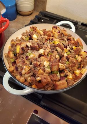 A picture of Thanksgiving Stuffing.