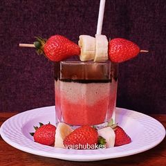 A picture of Banana Strawberry Chocolate Smoothie.