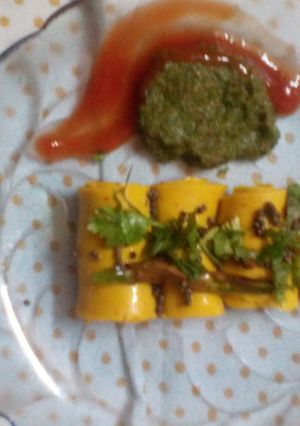 A picture of Khandvi.