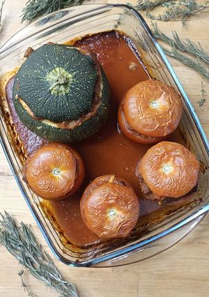 Une photo de 🍅Tomates et courgettes farcies veggies express