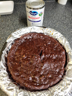 A picture of Chocolate Cranberry Fudge Cake.