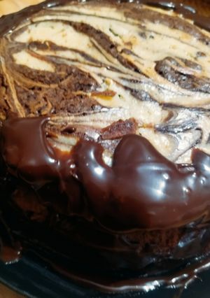 Φωτογραφία της συνταγής Τούρτα brownie - NY cheesecake σοκολάτα με γκανάς ✨