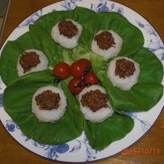A picture of My Mum's Meat Miso Onigiri.