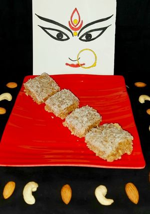 A picture of Coconut Mawa Burfi.