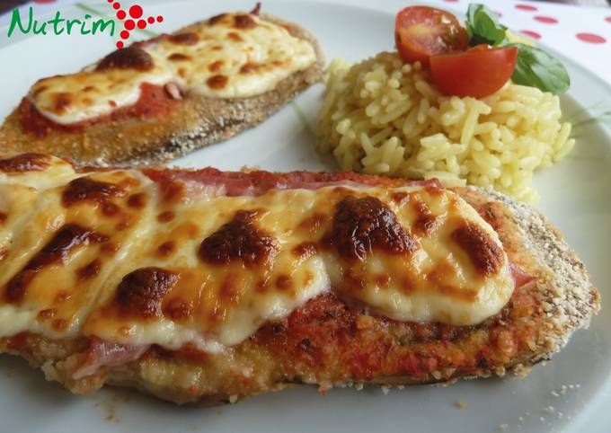 Milanesa de berenjena a la napolitana Receta de Nutrim - Recetas  Saludables- Cookpad