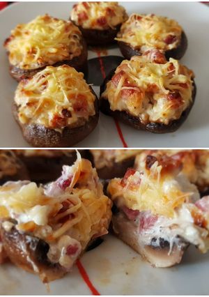 Una foto de Champiñones rellenos de queso Philadelphia y jamón