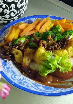 Foto resep Mashed potato with chicken and vegetables