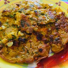 A picture of Mix veg gram flour pan cake(Besan chilla)Omelette without eggs.