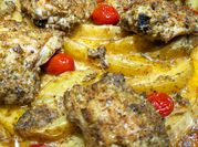 A picture of chunks chicken thighs