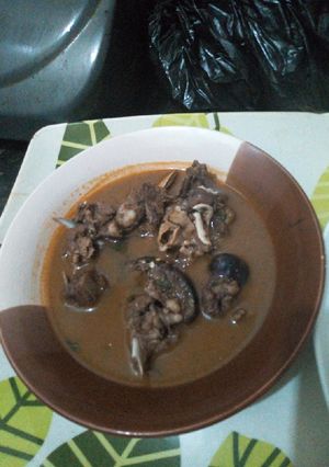 A picture of Goat meat peppersoup.