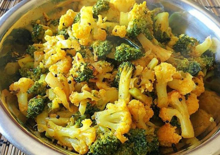 Recipe of Super Quick Homemade Broccoli &amp; Cauliflower Poriyal