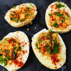 A picture of Stuffed eggs.