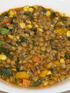A picture of Lentil and Swiss Chard Soup (Vegan).