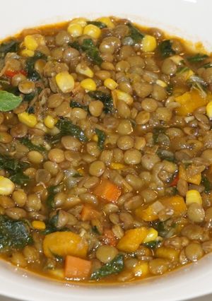 A picture of Lentil and Swiss Chard Soup (Vegan).