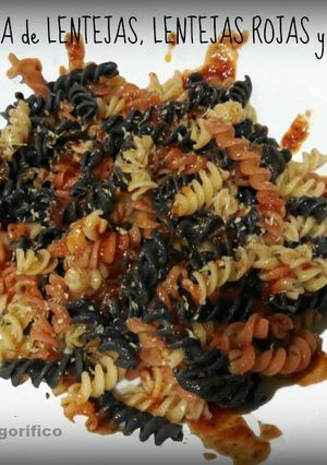 Foto principal de Ensalada de pasta de Lentejas rojas, de Lentejas y de Garbanzos