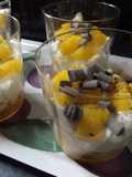 Postre de plátanos con crema de té Matchá