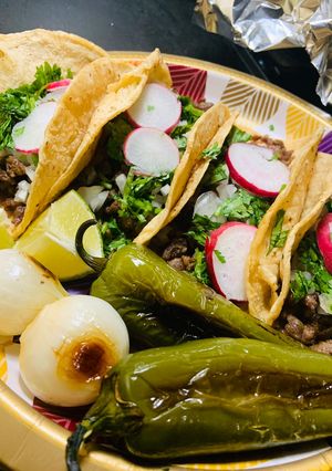 A picture of Tacos Asadas: Mexican street tacos.