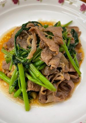 空心菜炒羊肉 的食譜成品照片