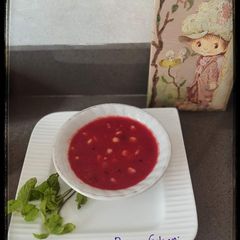 A picture of Beetroot sweet corn soup - Rainy Season calls for some soup.