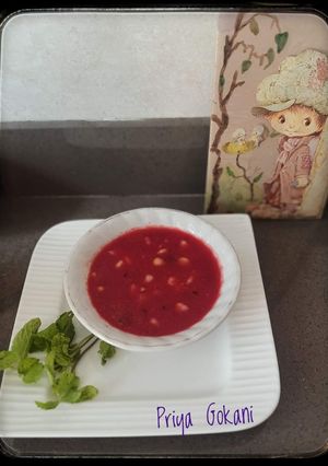 A picture of Beetroot sweet corn soup - Rainy Season calls for some soup.