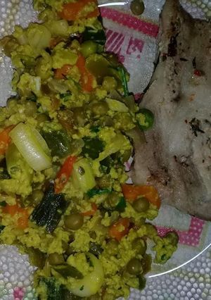 Una foto de Verduras al Curry, con costillas de cerdo