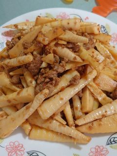 肉末炒劍筍 的食譜成品照片