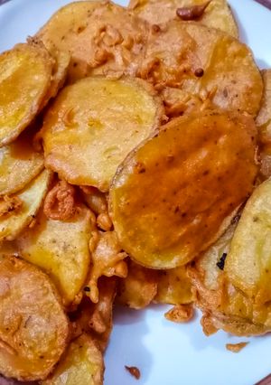 A picture of Crispy potato pakora.