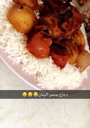 صورة لوصفة دجاج بدبس الرمان😍