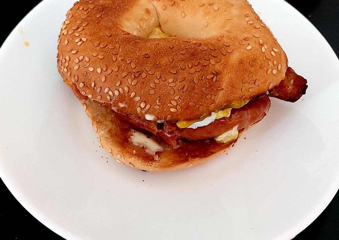 My Sausage & Poached Egg on a 🥯