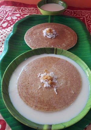 A picture of Khaproli with Sweet Coconut Milk.