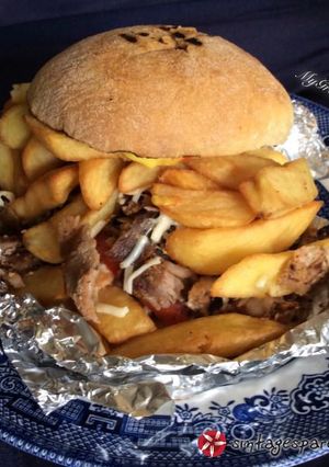 A picture of Homemade Greek gyro-burgers.
