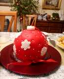 Karácsonyfa gömb vörösbársony torta