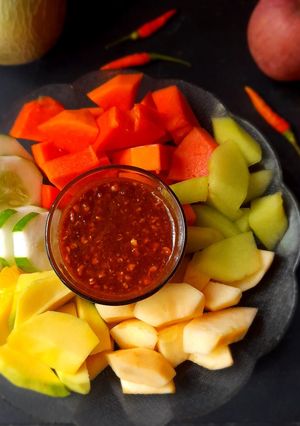 Foto resep Rujak Buah Bumbu Kacang