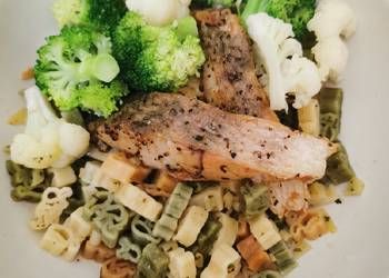 Unique Recipe Simple Grilled Fish Vegetables Aglio Olio Pasta Very Delicious