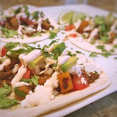 A picture of Potato and chorizo tacos.