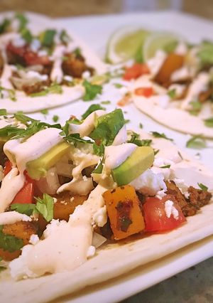 A picture of Potato and chorizo tacos.