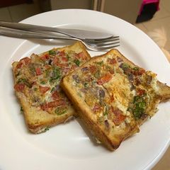 A picture of Egg bread toast with a twist.