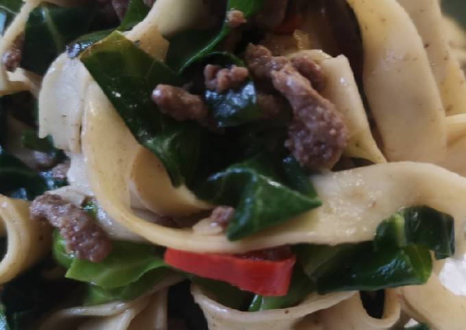 Easiest Way to Prepare Speedy Fusion tagliatelle, steak mince, spring greens Asian style