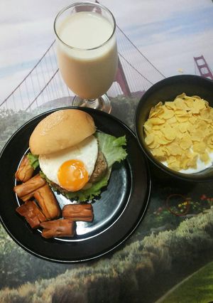 รูปของ แฮมเบอร์เกอร์ไก่อาหารเช้า