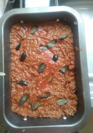 Una foto de Lazaña con carne