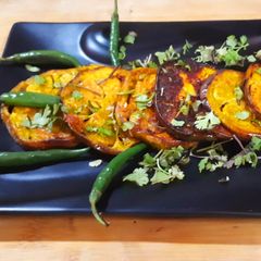 A picture of Baigan Bhaja.