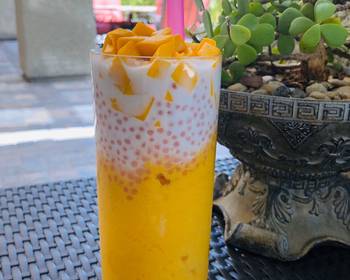 Ultimate, Prepare Mango slush with sago tapioca pearls and coconut milk Savory Delicious