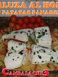 Merluza al horno con patatas panaderas