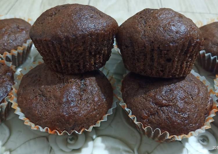 Eggless Banana Chocolate Muffins Without Milk and butter