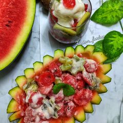 A picture of Cream cheese fruit salad.