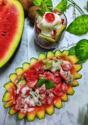 A picture of Cream cheese fruit salad.