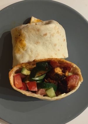 Une photo de Wraps courgette tomate concombre viande